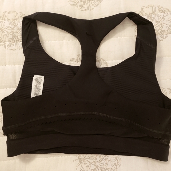 Nike small black sheer bottom detail padded racerback sports bra NWOT - Picture 3 of 5